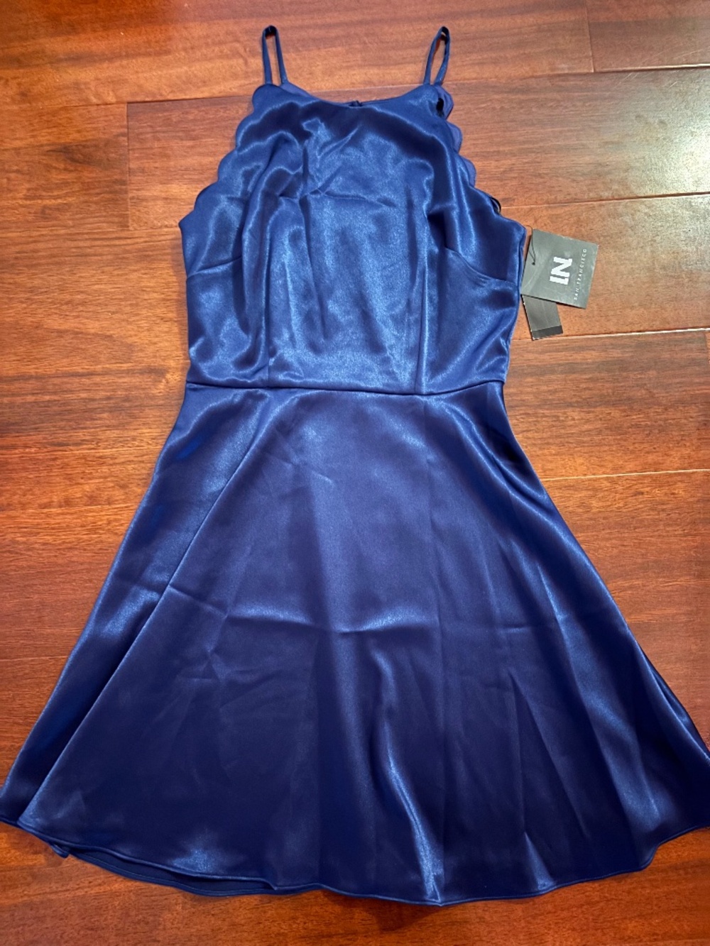 NWT In San Francisco Royal Blue Satin Fit & Flare Dress Women's Size 1
